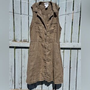 Nicole Miller Women’s Olive Green 100% Linen Dress size 10